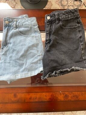 High-Waist Denim Shorts Duo - Light Blue & Washed Black